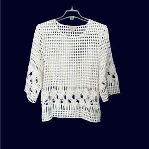 Charlie Paige Open Weave Top White Large Excellent